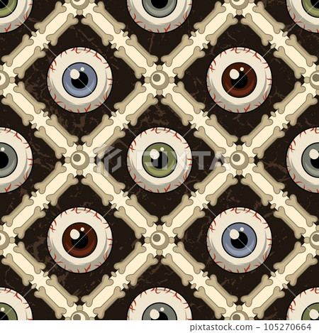 Geometric halloween pattern with bones, eyes Geometric halloween pattern with bones, eyes 105270664