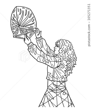 New Year Woman with a Lantern Isolated Adults  105271351