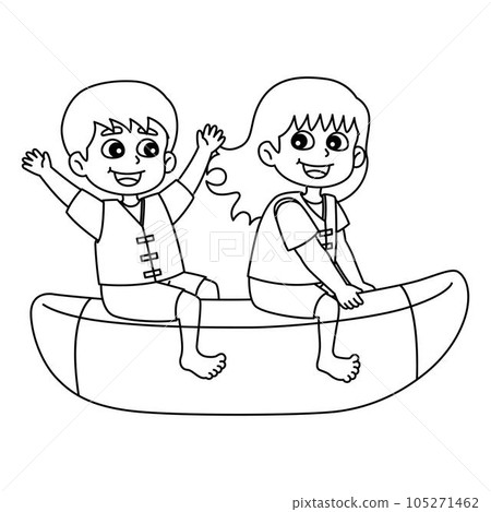 Children Riding a Banana Boat Summer Isolated Children Riding a Banana Boat Summer Isolated 105271462