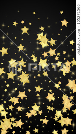 Magic stars vector overlay. Gold stars scattered around randomly, falling down, floating. Chaotic dreamy childish overlay template. Miraculous starry night vector on black background. Magic stars vector overlay. Gold stars scattered around randomly, falling down, floating. Chaotic dreamy childish overlay template. Miraculous starry night vector on black background. 105271566