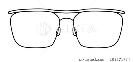 Barely There Rectangle frame glasses fashion accessory illustration. Sunglass front view, Men, women, unisex silhouette Barely There Rectangle frame glasses fashion accessory illustration. Sunglass front view, Men, women, unisex silhouette 105271754