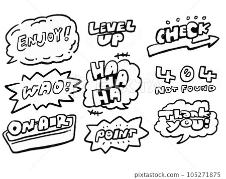 英式美式漫畫風格氣球留言插畫套裝（單色） 105271875