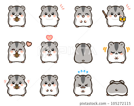 Cute Djungarian hamster illustration material set 105272115