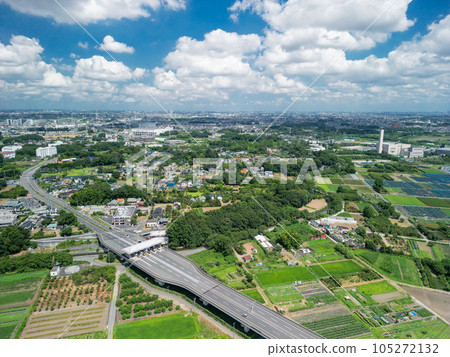 "Saitama Prefecture" Scenery near the Niiminuma Bridge seen from the sky with a drone 105272132