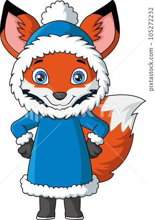 Cute fox cartoon wearing winter clothes Cute fox cartoon wearing winter clothes 105272232