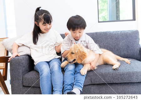 puppy and child 105272643