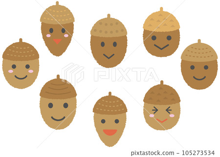 可愛的橡子字符集手繪風格 105273534