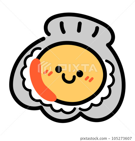 可愛的扇貝人物插畫素材 可愛的扇貝人物插畫素材 105273607
