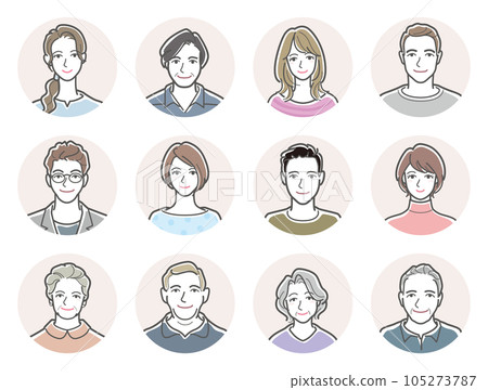 Illustration of faces of various people.Family faces. 105273787