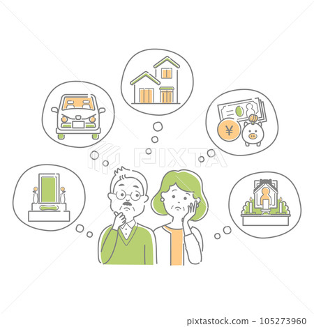 Senior couple thinking about rearrangement 105273960