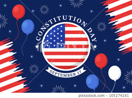 Happy Constitution Day United States Vector Illustration on 17th September with American Waving Flag Background and Capitol Building Templates Happy Constitution Day United States Vector Illustration on 17th September with American Waving Flag Background and Capitol Building Templates 105274281