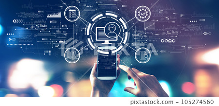 Document management system concept with city lights at night 105274560