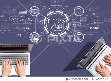 Telemedicine theme with people working together Telemedicine theme with people working together 105274583