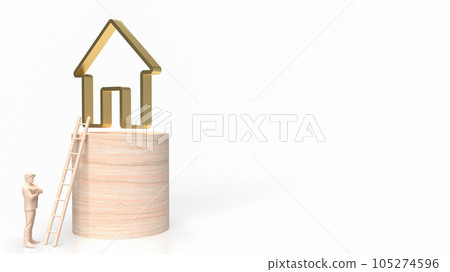 The wood man figure and home icon for property business concept 3d rendering The wood man figure and home icon for property business concept 3d rendering 105274596