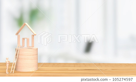 The wood man figure and home icon for property business concept 3d rendering The wood man figure and home icon for property business concept 3d rendering 105274597