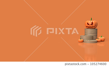 The jack o lantern pumpkin on wood column for halloween content 3d rendering The jack o lantern pumpkin on wood column for halloween content 3d rendering 105274600