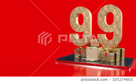 The 9.9 number gold on tablet background for sale or promotion concept 3d rendering The 9.9 number gold on tablet background for sale or promotion concept 3d rendering 105274603