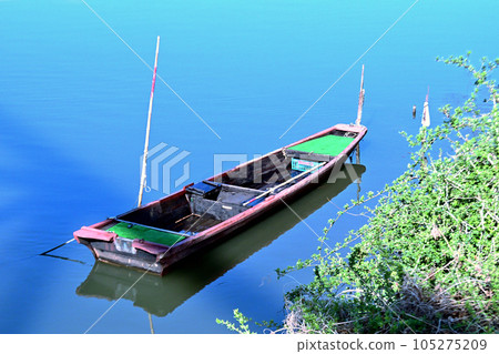 A riverboat moored under the Mikuni Bridge on the Watarase River A riverboat moored under the Mikuni Bridge on the Watarase River 105275209
