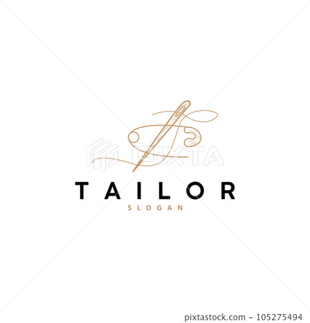 Tailor Logo, Needle and Thread Vector, Retro Vintage Simple Minimalist Old Inspiration Design Tailor Logo, Needle and Thread Vector, Retro Vintage Simple Minimalist Old Inspiration Design 105275494