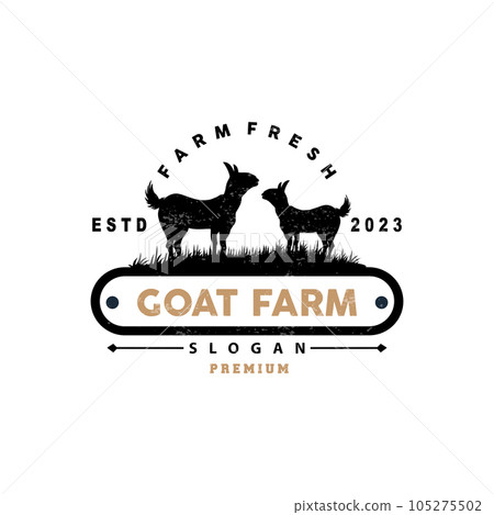 Goat logo, Goat Farm Inspiration Design, Vector Cattle Livestock, Rustic Retro Vintage Silhouette Goat logo, Goat Farm Inspiration Design, Vector Cattle Livestock, Rustic Retro Vintage Silhouette 105275502