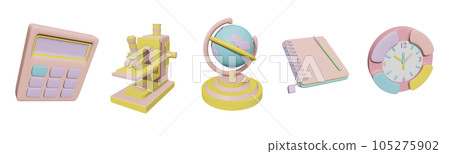 3D icon back to school collection rendered isolated on the transparent background 3D icon back to school collection rendered isolated on the transparent background 105275902