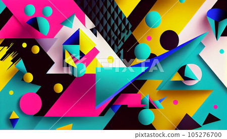 Generative AI, Futuristic Geometry - Grey and White Abstract Background 105276700