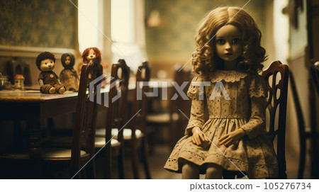 Generative AI, Ethereal Reflections: The Haunting Vintage Doll 105276734