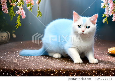 a stunning cat with the magical light 105277774