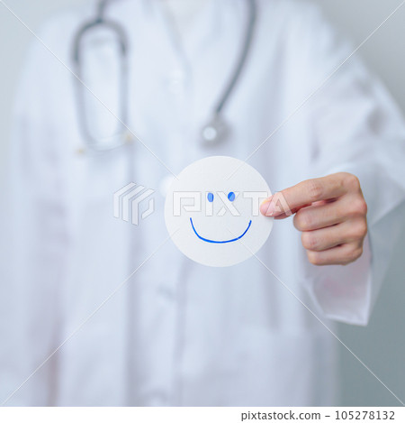Doctor show Happy smile face paper, Mental health Assessment, Psychology, Health Wellness, Positive Feedback, Customer Review, Good Experience, Satisfaction Survey, World Mental Health day concept Doctor show Happy smile face paper, Mental health Assessment, Psychology, Health Wellness, Positive Feedback, Customer Review, Good Experience, Satisfaction Survey, World Mental Health day concept 105278132
