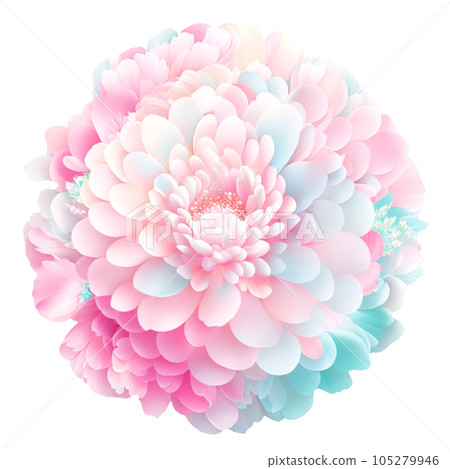 Various round flowers in pastel tones. Various round flowers in pastel tones. 105279946