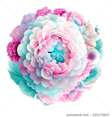 Various round flowers in pastel tones. Various round flowers in pastel tones. 105279947