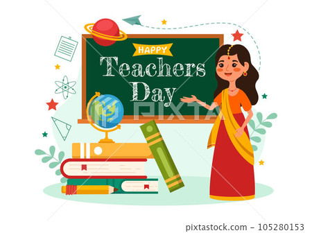 Happy Teacher day in India Vector Illustration with the Teachers Wear Traditional Clothes in Education Flat Cartoon Hand Drawn Background Templates Happy Teacher day in India Vector Illustration with the Teachers Wear Traditional Clothes in Education Flat Cartoon Hand Drawn Background Templates 105280153