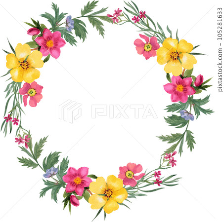 Flower and leaf watercolor png 105281633