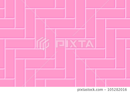 Herringbone or fishbone pink tile wall. Ceramic or stone brick background. Kitchen backsplash, baby girl room, bathroom floor texture. Interior or exterior decoration design 105282016
