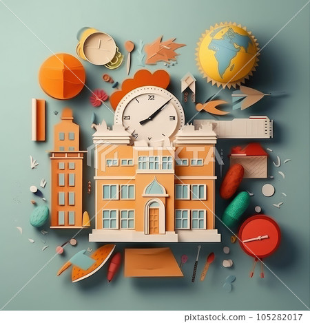 Crafting Success Modern and Minimalistic 3D Paper Cut Illustration for Back to School. Crafting Success Modern and Minimalistic 3D Paper Cut Illustration for Back to School. 105282017