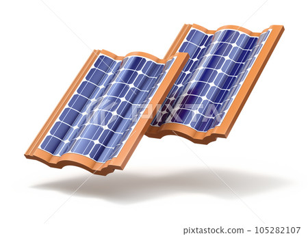 Solar roof tiles concept - 3D illustration Solar roof tiles concept - 3D illustration 105282107