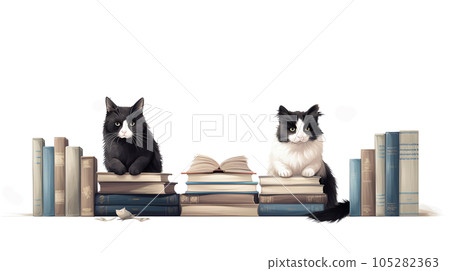 一本書和一隻經常讀書的貓 105282363