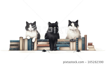 一本書和一隻經常讀書的貓 105282390