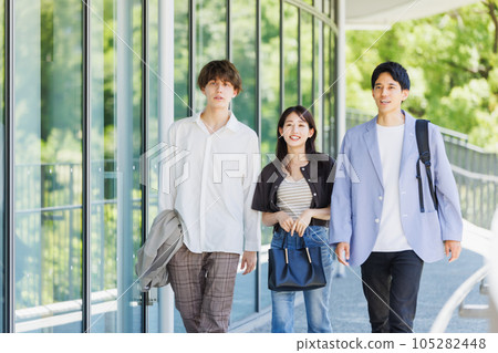 Smiling young man and woman image Smiling young man and woman image 105282448