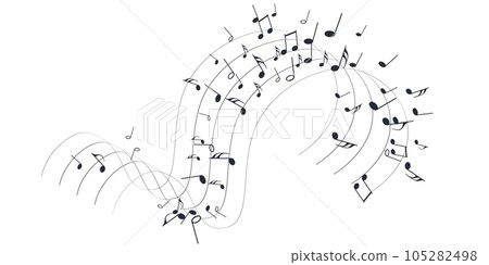 Flow with black notes on stave Flow with black notes on stave 105282498