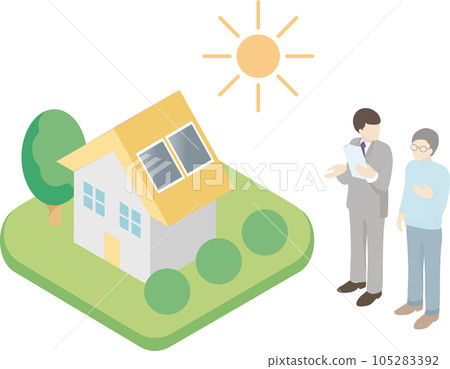 等距人解釋太陽能電池板業務簡單插畫素材 等距人解釋太陽能電池板業務簡單插畫素材 105283392