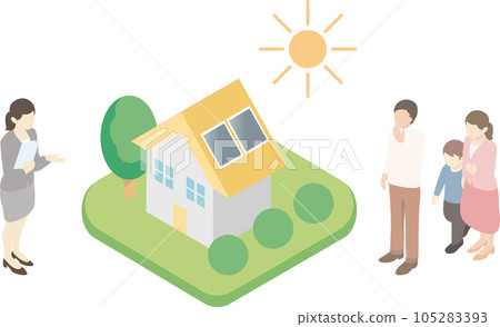 等距人解釋太陽能電池板業務簡單插畫素材 105283393