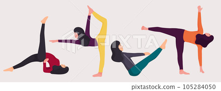 Illustration of women doing yoga pose exercise Illustration of women doing yoga pose exercise 105284050
