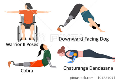 Illustration of disabilities women doing yoga pose exercises Illustration of disabilities women doing yoga pose exercises 105284051