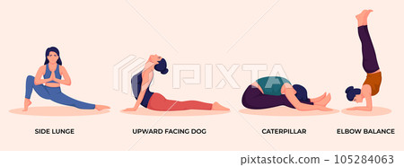Illustration of women doing yoga pose exercises 105284063