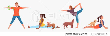 Illustration of women doing yoga pose exercises 105284064