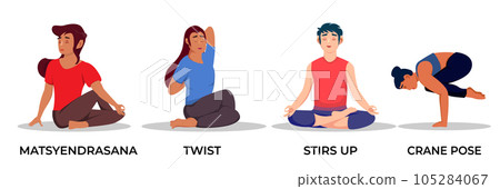 Illustration of men and women doing yoga pose exercises 105284067
