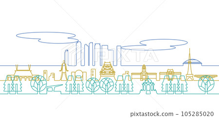 Line drawing of the streets of Nagoya Line drawing of the streets of Nagoya 105285020