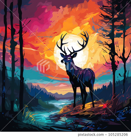 黃昏與鹿 | 生成人工智能 105285206