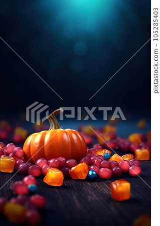 Halloween sweet colorful candies dark background 105285403